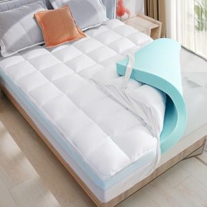 King Size Dual Layer 4 Inch Memory Foam Mattress Topper