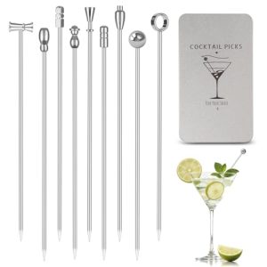 9 Pcs Metal Martini Cocktail Picks – Stainless Steel