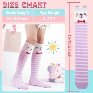 MOGGEI Girls Knee High Animal Socks – 6 Pairs Fun Gift