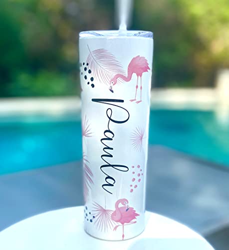 Personalized 20oz Flamingo Insulated Tumbler - Image 2