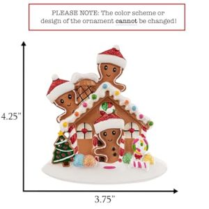 Personalized Gingerbread House Family 3 Christmas Ornament