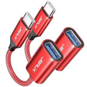JSAUX USB C to USB 3.0 Adapter (2-Pack) – Red OTG Cable
