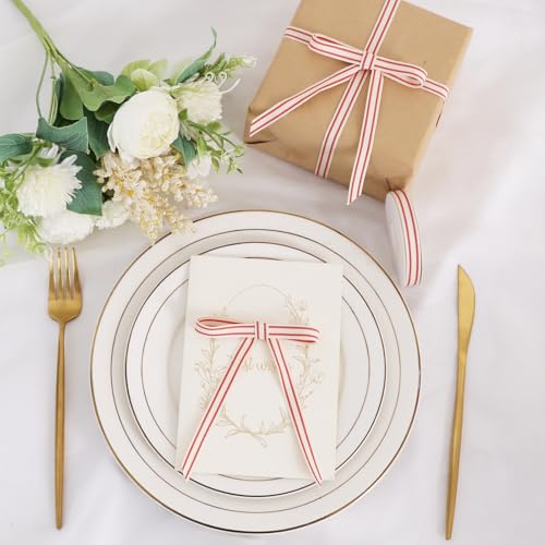 Red Striped Cotton Ribbon 3/8 Inch x 10 Yard - Craft & Decor - Image 7