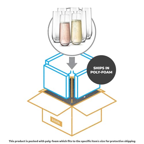 KooK Stemless Champagne Flutes Set of 8 - 9.4oz Dishwasher Safe - Image 7