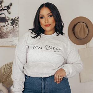 Custom “Mrs” Sweatshirt – Wedding, Honeymoon, Future Mrs. Gift