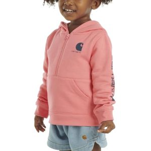 Carhartt Girls’ Half-Zip Sweatshirt – Pink Lemonade 3T
