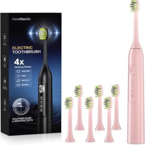 OasiSmile Sonic Toothbrush: Deep Clean with 6 Heads