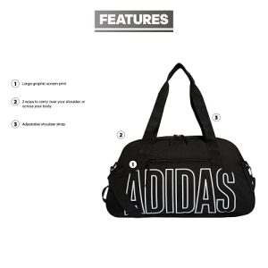 Adidas Graphic Duffel Bag – Black/White (One Size)