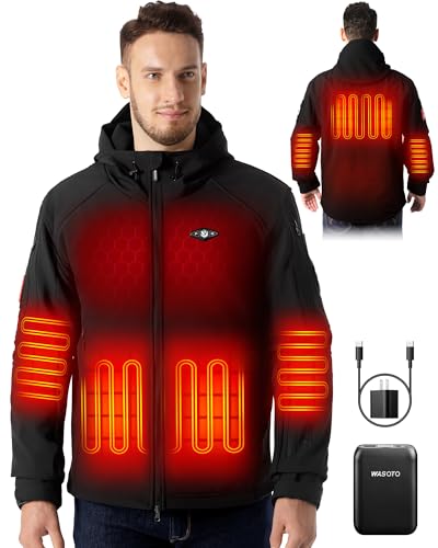 WASOTO Men's Heated Jacket | 18400mAh Battery | Windproof