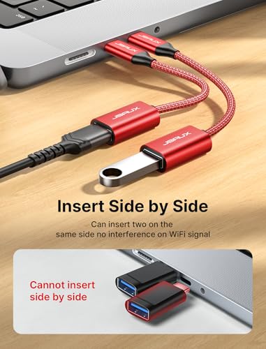 JSAUX USB C to USB 3.0 Adapter (2-Pack) - Red OTG Cable - Image 4