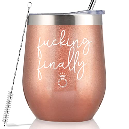 "Fucking Finally" Funny Engagement Gift Tumbler for Bride