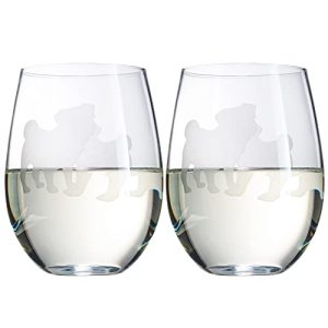 Pug Dog Stemless Wine Glasses Set – Etched Dog Lover Gift