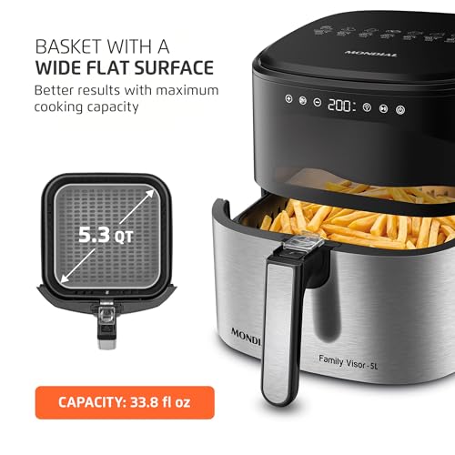 Mondial Digital Visor Air Fryer 5.3QT - Inox Finish - Image 6