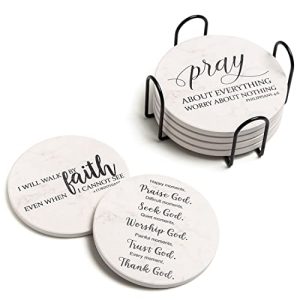 Hoomey Bible Verse Coasters – Set of 6 Ceramic & Cork