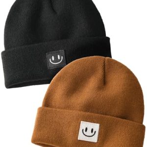 Baby Toddler Winter Beanie 2-Pack – Embroidered Knit Hats