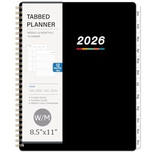2026 Weekly & Monthly Planner 8.5″x11″ – Classic Black