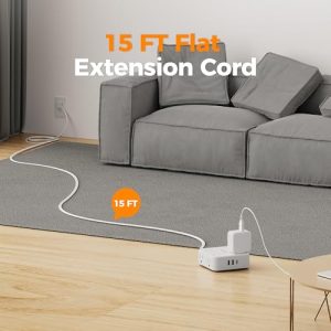 TESSAN Surge Protector Power Strip 15FT Cord 8 AC 3 USB