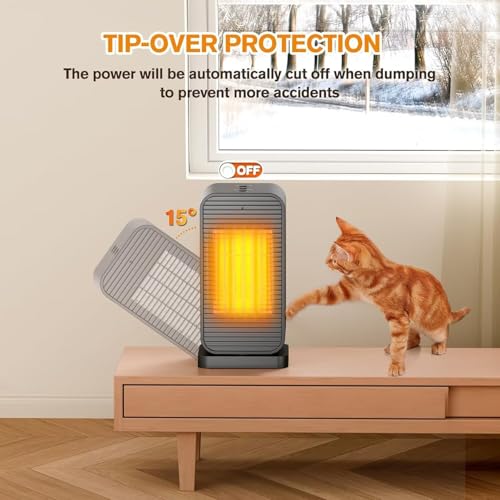 Mini 1500W PTC Desk Heater - Fan Combo, Remote & 50° Swing - Image 7