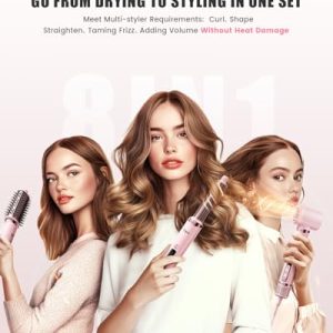 Tqcir 8-in-1 Professional Hot Air Styler Pink