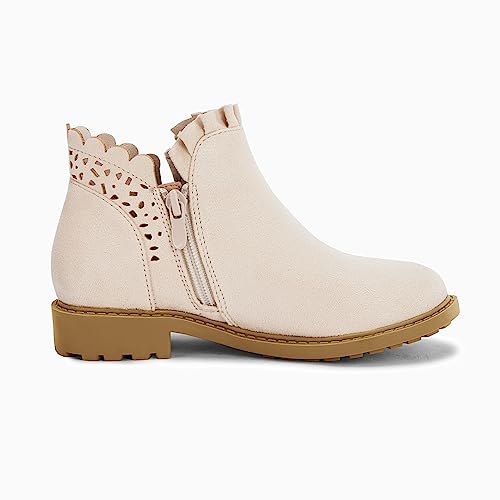 Coutgo Girls' Bow Ankle Boots - Ruffled Chunky Heel Booties - Image 5