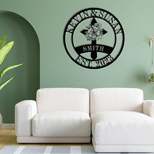 Personalized Christian Metal Wall Cross Family Name Sign