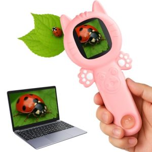 Kids’ 2-in-1 Microscope Camera – Pink Cat Educational Toy