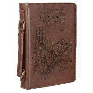 Men’s Classic Bible Cover – Faux Leather, Brown, Large