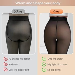 Apriddeo Fleece Tights: Warm, Sheer Look, High Waist Design