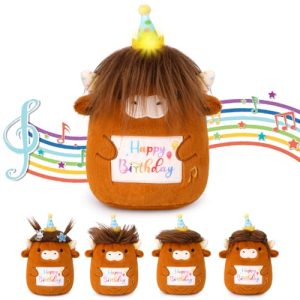 Highland Cow Plush – Singing LED Birthday Stuffed Animal
