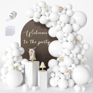 White Balloon Arch Kit – 125 Pcs Multi-Size Latex Balloons