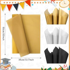 New Year Tissue Paper – Gold Silver Black Gift Wrapping 100 Sheets