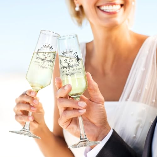 ROXBURGH 25th Anniversary Crystal Champagne Flutes Set - Image 6