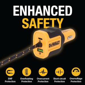 DEWALT 72W 5-Port USB Fast Car Charger Adapter