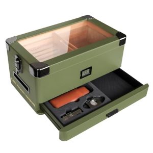 Klaro Case Elegance Military Glass Top Humidor – 100 Cigar