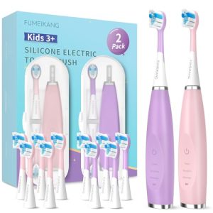 FUMEIKANG Kids Sonic Toothbrush 2-Pack (Purple+Pink)