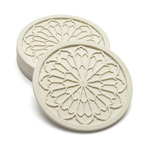 COASTERFIELD 6-Pack Silicone Coasters – 4″ Cream