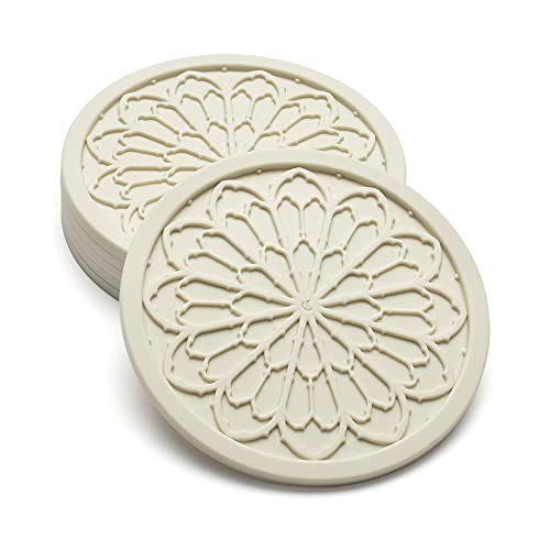 COASTERFIELD 6-Pack Silicone Coasters - 4" Cream
