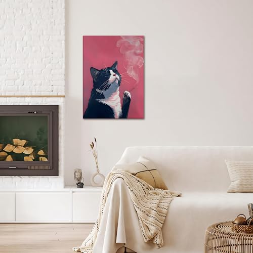 Funny Black Cat Framed Wall Art | Modern Quirky Cat Decor - Image 4