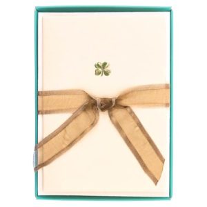 Shamrock Gold Foil Notecards – 10 Boxed Blank Cards