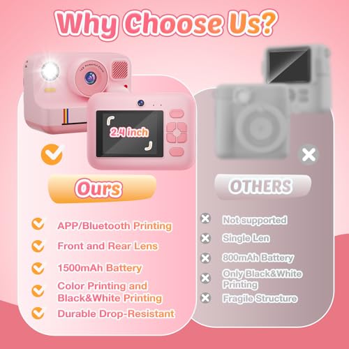 Kids Instant Print Camera 1080P Video & Dual-Lens Selfie - Image 9
