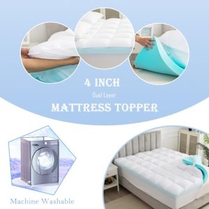 King Size Dual Layer 4 Inch Memory Foam Mattress Topper