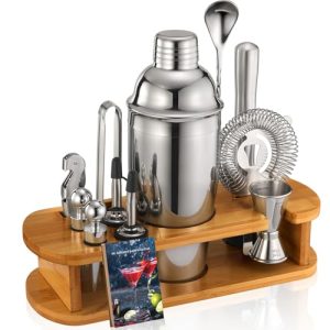 13-Pcs Cocktail Shaker Set Bartender Kit with Bamboo Stand