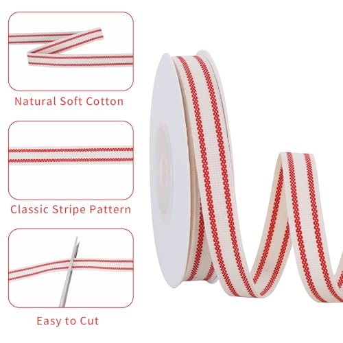 Red Striped Cotton Ribbon 3/8 Inch x 10 Yard - Craft & Decor - Image 5