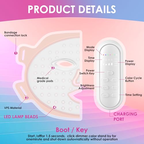 7-Color LED Light Therapy Silicone Facial Mask for Skincare - Image 4