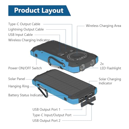ERRBBIC 20000mAh Solar Power Bank: Outdoor Wireless Charger - Image 8