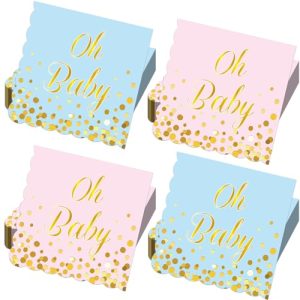 120pc Gender Reveal Pink Blue Gold Polka Dot Napkins