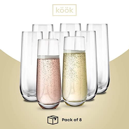 KooK Stemless Champagne Flutes Set of 8 - 9.4oz Dishwasher Safe - Image 5