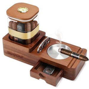 SEMKONT Cigar Humidor & Ashtray Set – Wooden Gift for Men