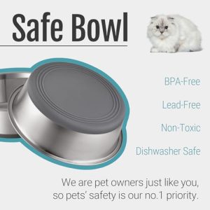 PEGGY11 Non-Slip Stainless Steel Pet Bowls – 2 Pack, 2 Cup