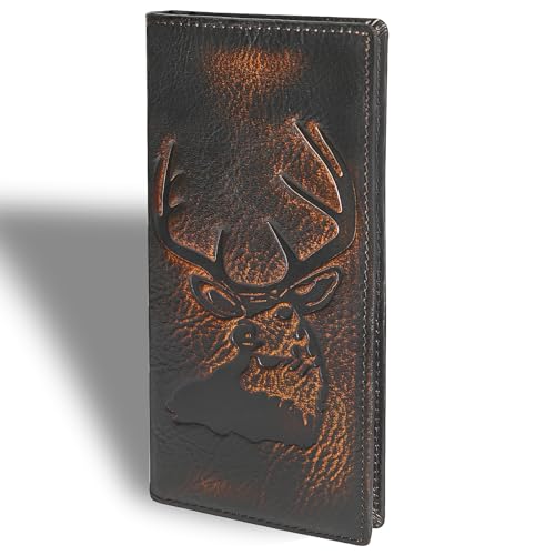 Men's Full Grain Leather RFID Deer Long Rodeo Wallet
